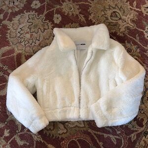 Cropped white fur fashion nova coat